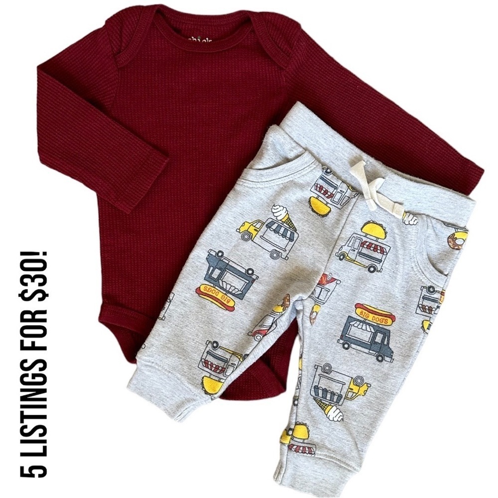 New Chick Pea Ribbed Long Sleeve & Garanimals Pants Boy Clothes Outfit 3-6 M